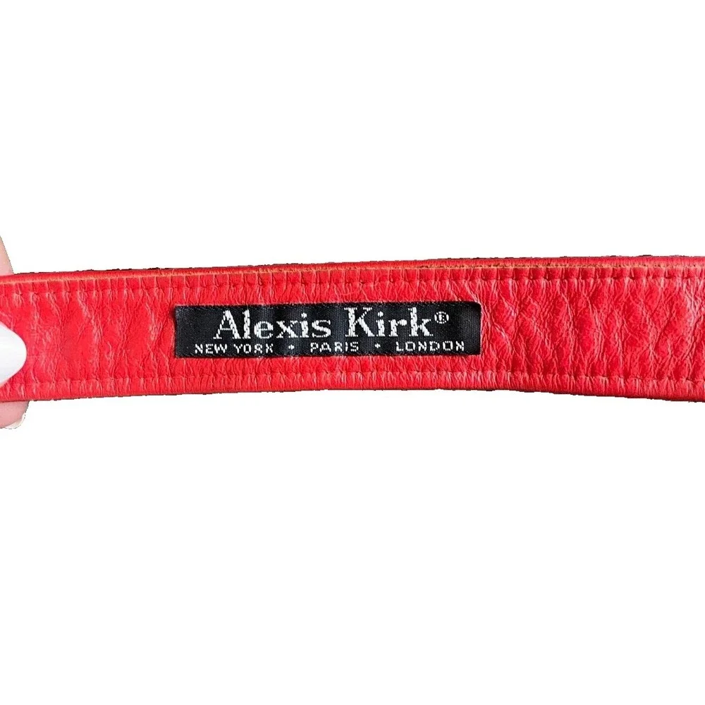 Vintage Alexis Kirk Red Adjustable Belt Gold Shell Shape Buckle 35